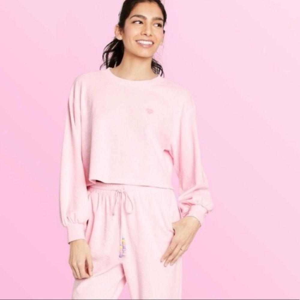 Stoney Clover Lane xTarget Light Pink Crop Terry Sweatshirt and Shorts